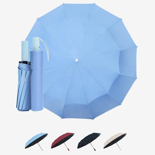 Large Automatic Umbrella - Windproof Travel Compact Folding Umbrella with Automatic Open & Close for Men and Women -creamy-black
