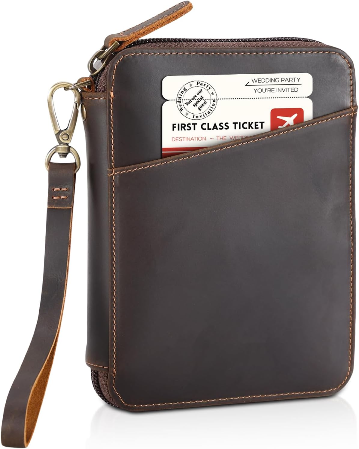 Polare Full Grain Leather Family Passport Wallet for 4 Passports, RFID Blocking Bifold Passport Cover Travel Document Organizer Holder for Women and Men