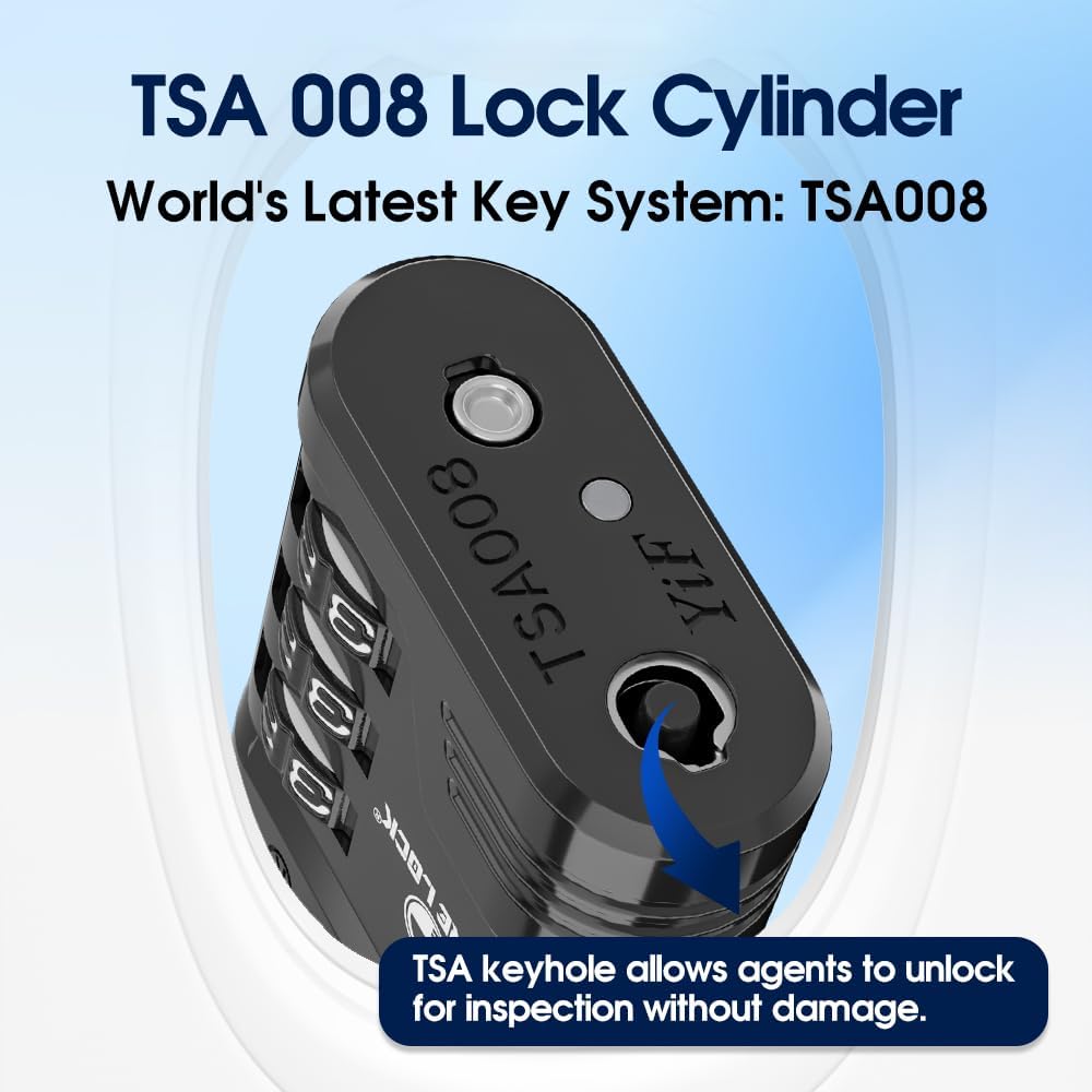 SURE LOCK TSA Locks for Luggage, TSA Approved Luggage Locks with Open Alert, 008 Key for High Security, Easy Read Dials, Zinc Alloy Body, Locker Lock for Suitcase, Gym, Travel(Black 6 pk)