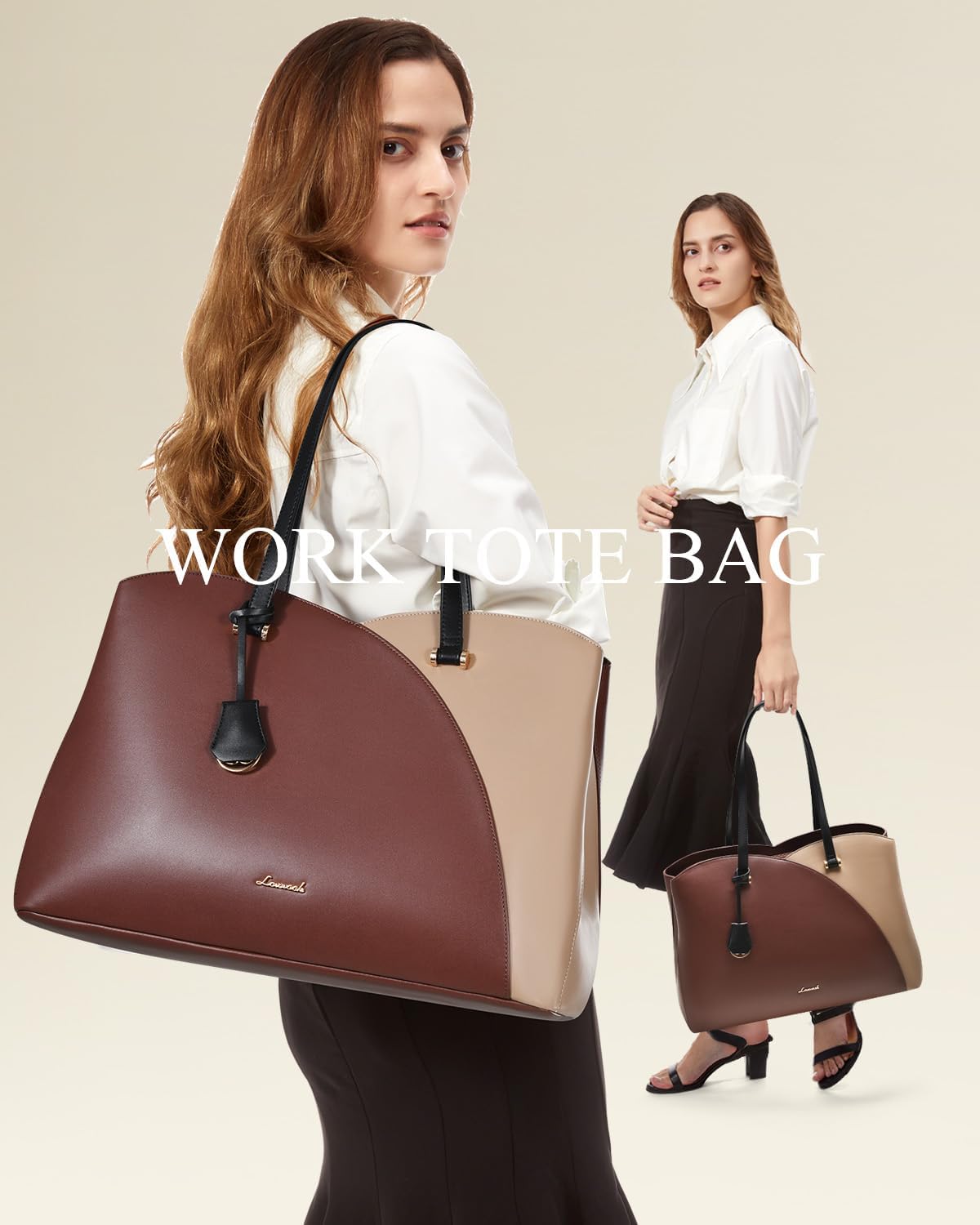 LOVEVOOK 17 Inch Laptop Tote Bag for Women, Work Bags Laptop Bag Teacher Tote Bag, Leather Computer
