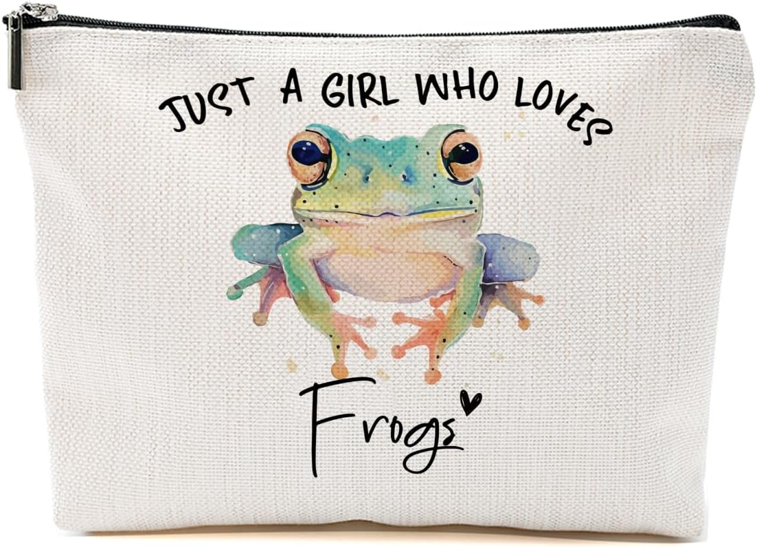 Frog Gifts for Woman Makeup Bag Frog Stuff Frogs Lovers Cosmetic Bag Travel Organizer Bags Makeup Pouch, Christmas Birthday Animal Lovers Gifts for Women Girls Friends