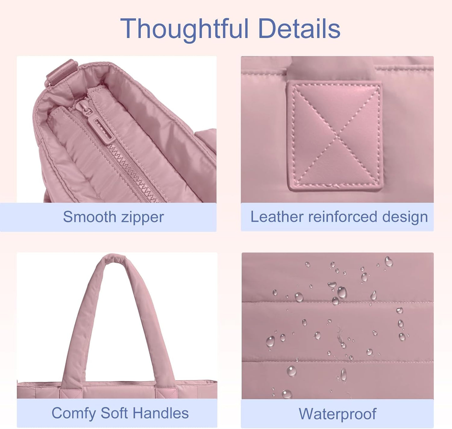 Tote Bag for Women Puffer Tote Bag Large Nurse Bags Shoulder Handbag with Zipper for Work Travel