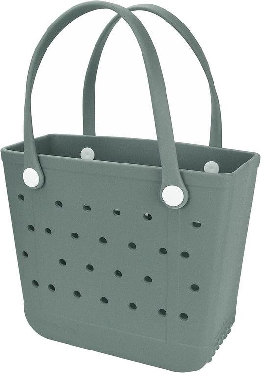 Medium Rubber Beach Bag, Waterproof Tote Bags Washable Sand-proof Travel Hand Bags for Pool Boat Work Sports