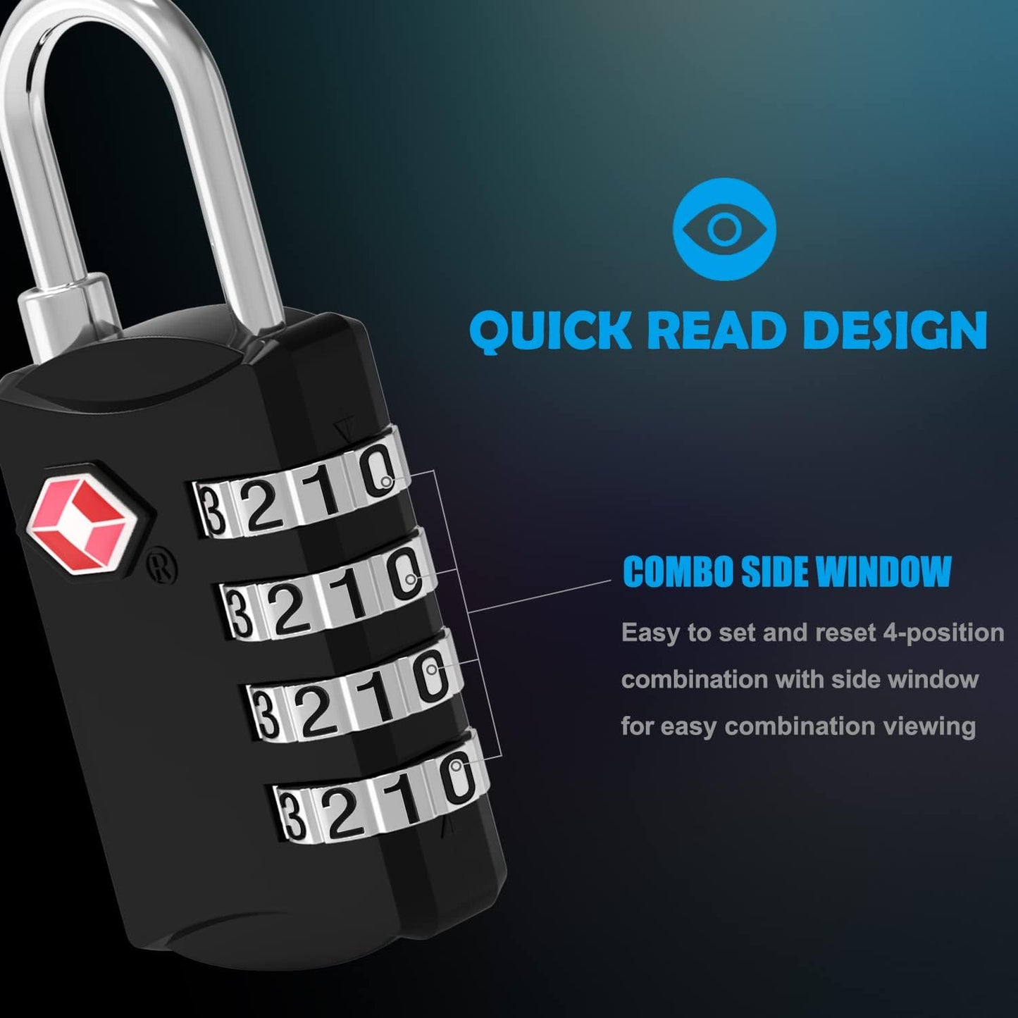 TSA Luggage Locks, [2 Piece] Diyife TSA Approved Lock, 4 Digit Security Suitcase Padlocks, Luggage Locks, Combination Padlocks with Alloy Body for Travel, Lockers, Bags, Suitcase (Black+Siliver)
