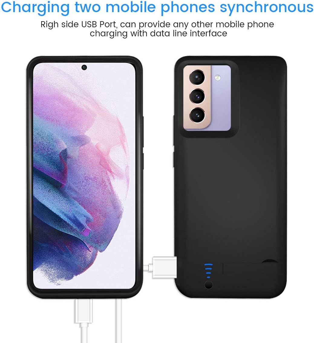 Charging Case for Galaxy S21 FE, 5000mAh Rechargeable Batteri Charging Cases for Samsung Galaxy S21 FE Extended External Backup Power Bank Charger Cover,Add Extra Juice,Black