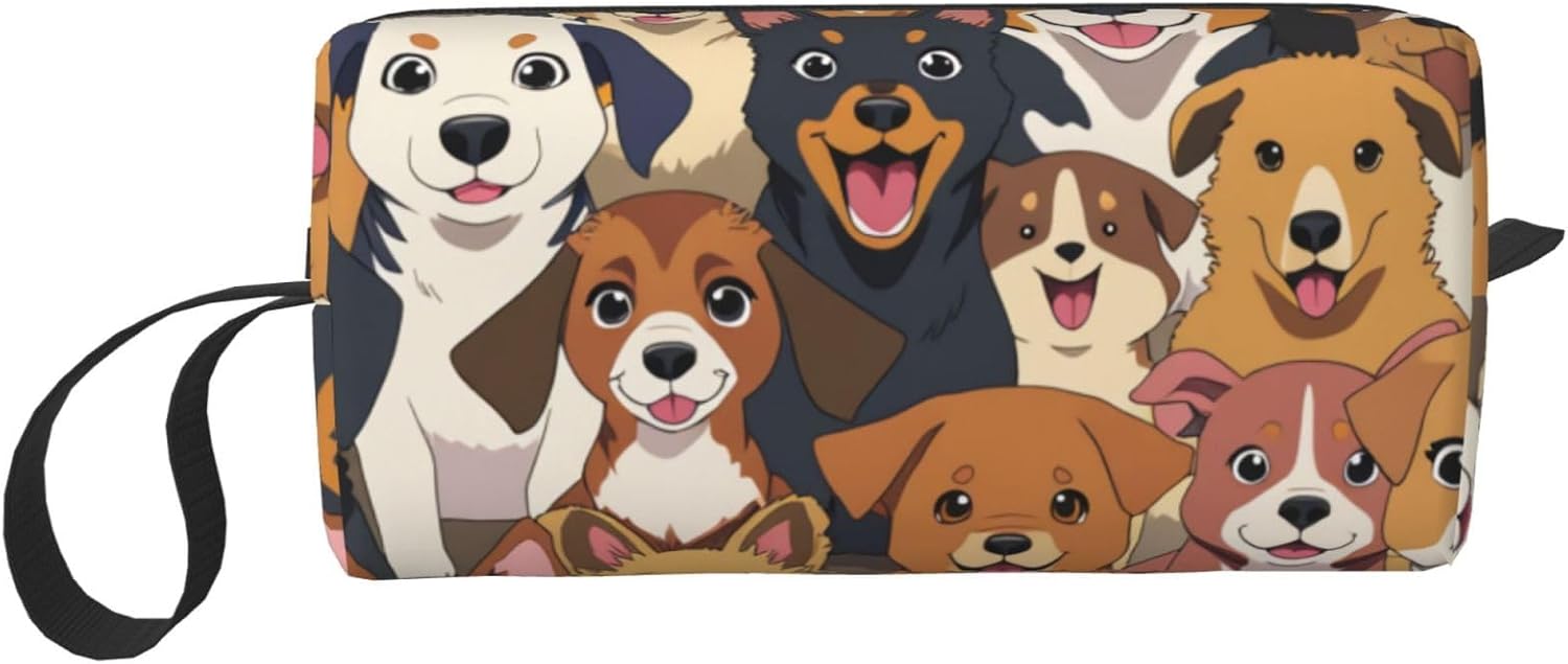 Adorable puppy Makeup Bag Small Compact & Durable Dogs Travel Cosmetic Bag Organizer Oxford Fabric