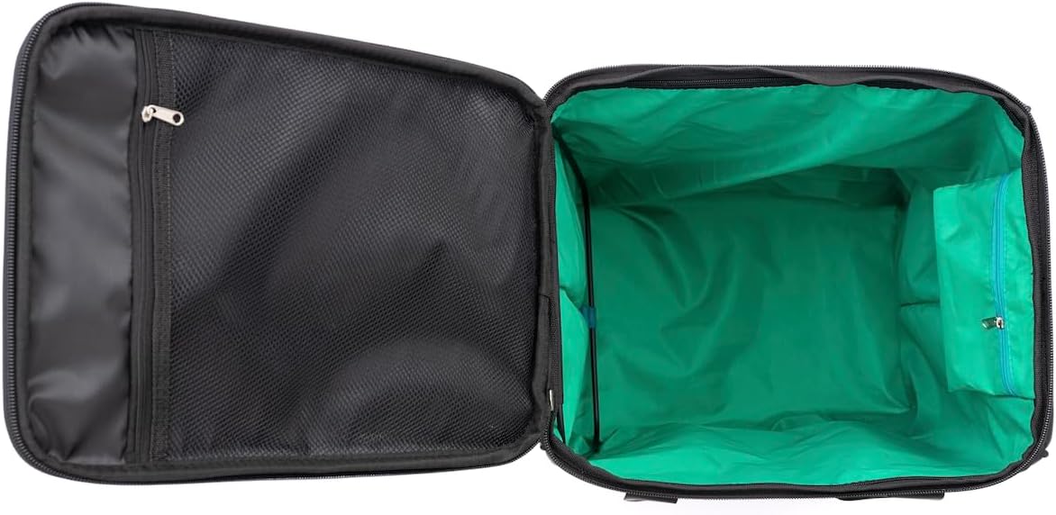 All-Purpose Roller Bag – Foldable Top-Opening Tote on Wheels with Zipper Closure, 8 Spinner Wheels, Lightweight – Travel, Groceries, Laundry, Work, Everyday Hauling - Patent-Green