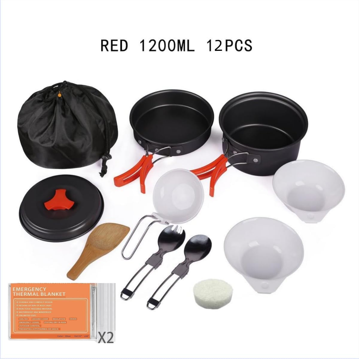 12-Piece Lightweight Camping Cookware Set – Nonstick Pot, Pan & Utensils for Backpacking & Hiking