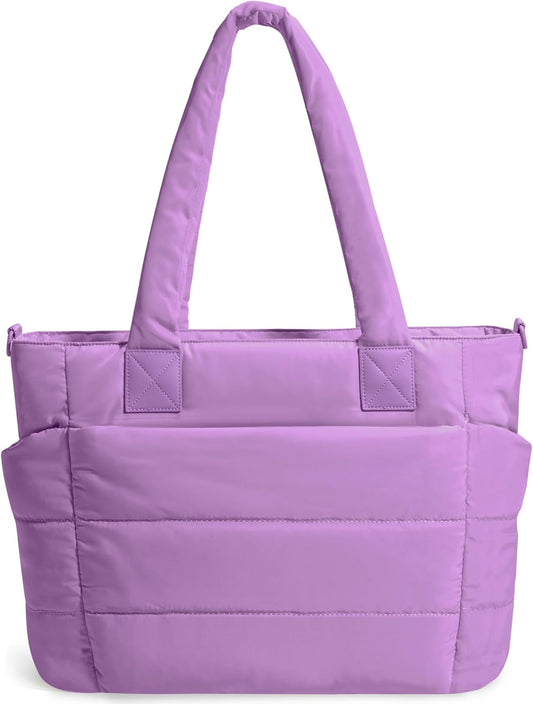 Tote Bag for Women Puffer Tote Bag Large Nurse Bags Shoulder Handbag with Zipper for Work Travel