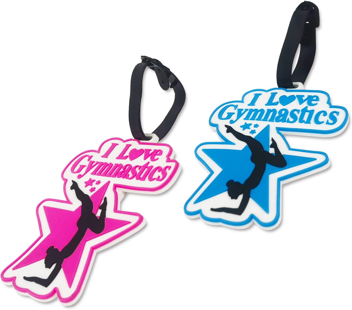 Gymnastics Luggage Tags for Suitcases 2-Pack Cute Silicone Luggage Tag with Name ID Card Funny Suitcase Label