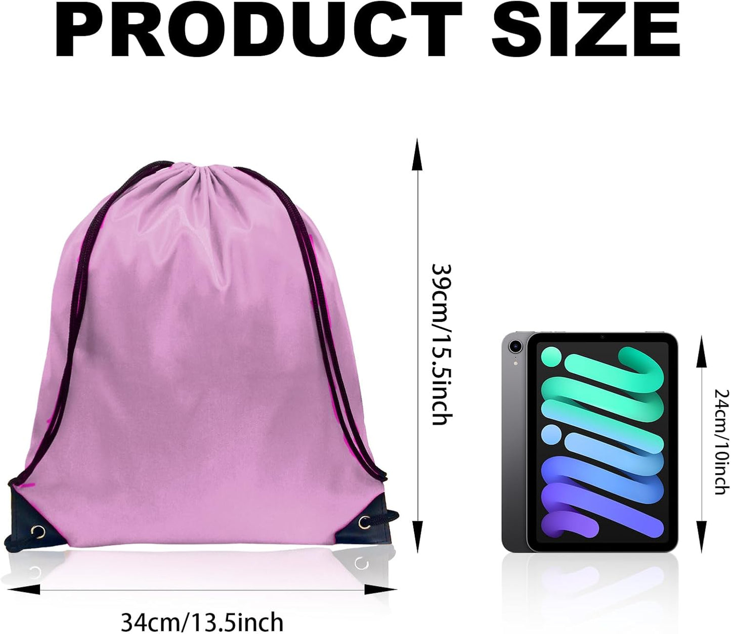 GoodtoU Drawstring Backpack Nylon Draw String Bags Pack Bulk Cinch Sack Gym Bag Drawstring Backpack for Sport, Traveling, Team (Pink, 16Pcs)