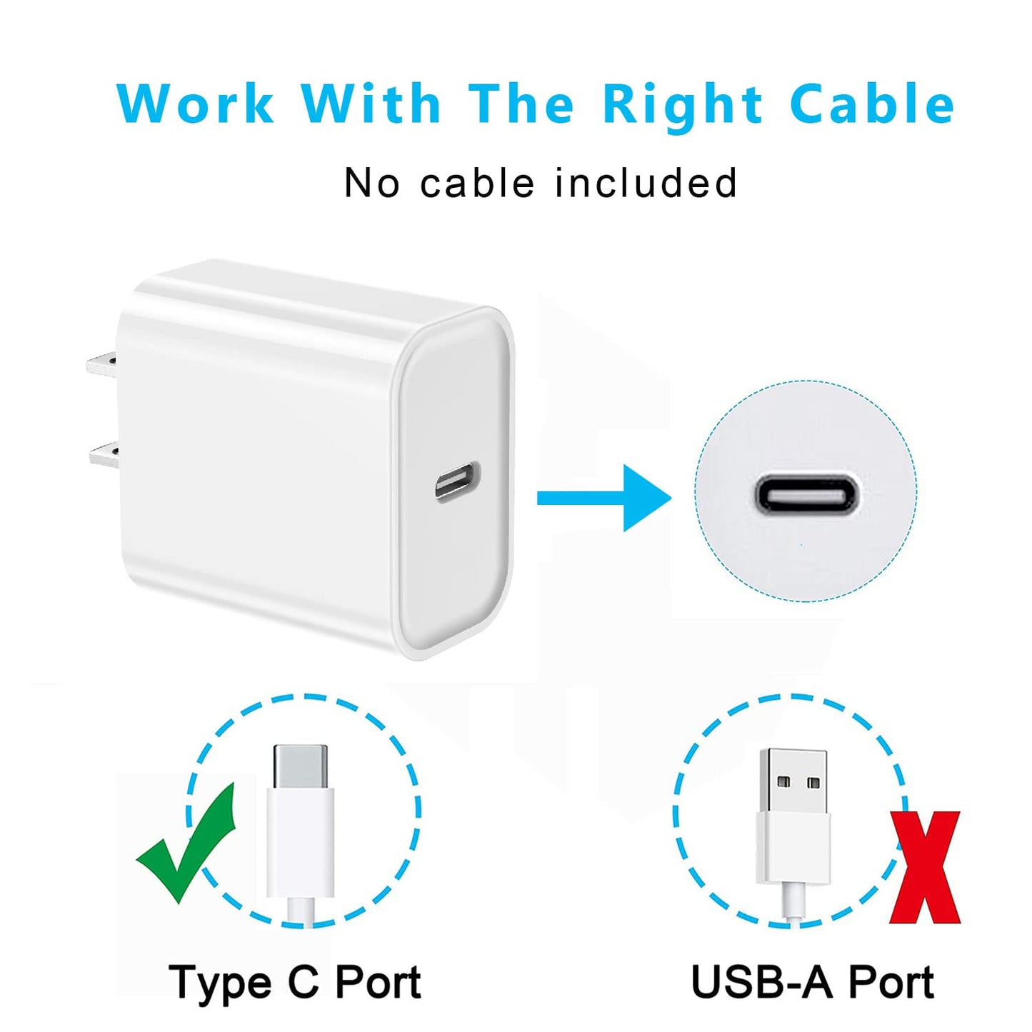 iPhone 16/15 Fast Charger Block, USB Type C Wall Charger 2Pack 20W PD Charging Brick Power Adapter Plug Box for Apple iPhone 16 Pro Max/iPhone 15 Plus/iPhone 14 Pro Max/14 Plus/13 Pro/12 Pro/Mini/iPad