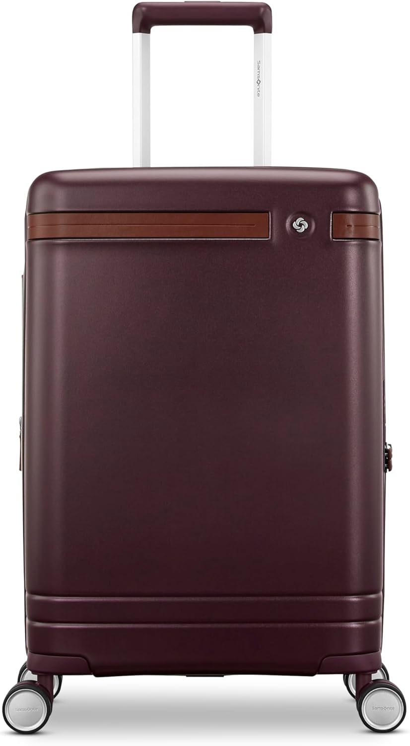 Virtuosa Hardside 21 Inch Carry On Luggage - Airline Approved with 360° Spinner Wheels, RightHeight™ Adjustable Handle - Zippered WetPak™ - TSA Lock - Expandable Light Polycarbonate Shell - Merlot