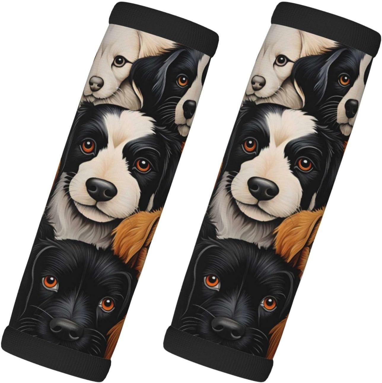 Luggage Handle Wraps Cute Animal Dog Pattern Luggage Identifiers Soft Neoprene Luggage Handle Wraps For Suitcase Trolley Handle Grip Cover 2 Pack Luggage Tags