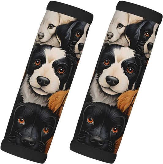 Luggage Handle Wraps Cute Animal Dog Pattern Luggage Identifiers Soft Neoprene Luggage Handle Wraps For Suitcase Trolley Handle Grip Cover 2 Pack Luggage Tags