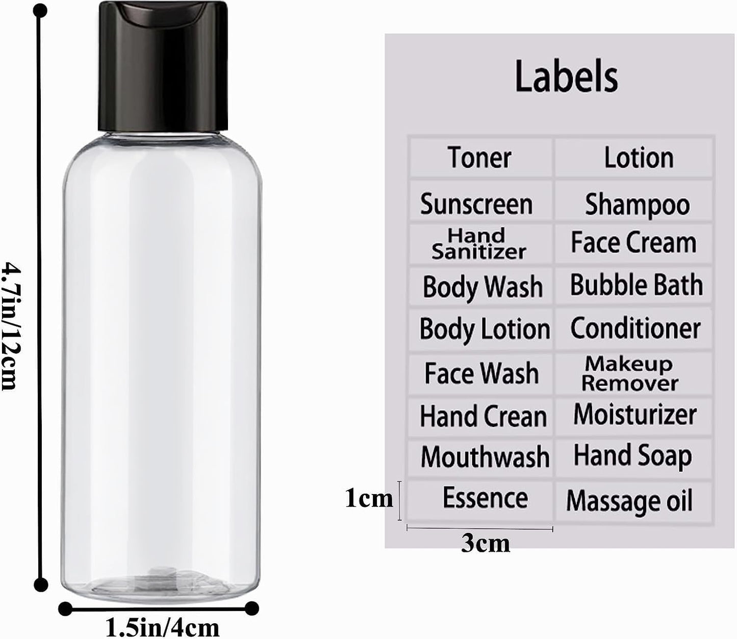 DNSEN 5 Pack 3.4 oz Travel Bottles for Toiletries TSA Approved Leakproof Plastic Empty Travel Size