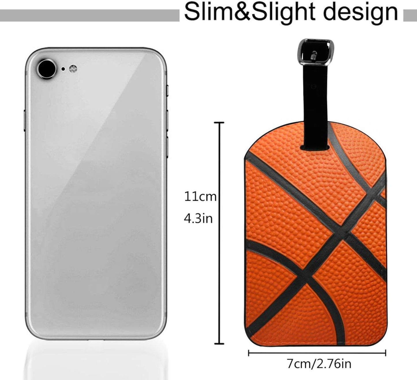 Basketball Line Pattern Luggage Tag for Suitcases, PU Leather Baggage Tags Bag Tags Travel Id Label for Luggage Women Men -1 Piece