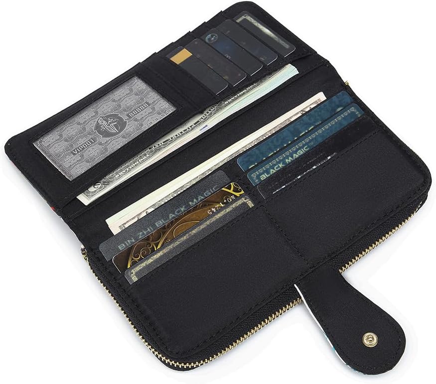 Women Wallet Card RFID For Womens Holder Blocking Credit Small Zipper Purse Pocket Bifold Slim Coin ID Ladies Wristlet Clutch Large Capacity Window Case Travel Zip Women's