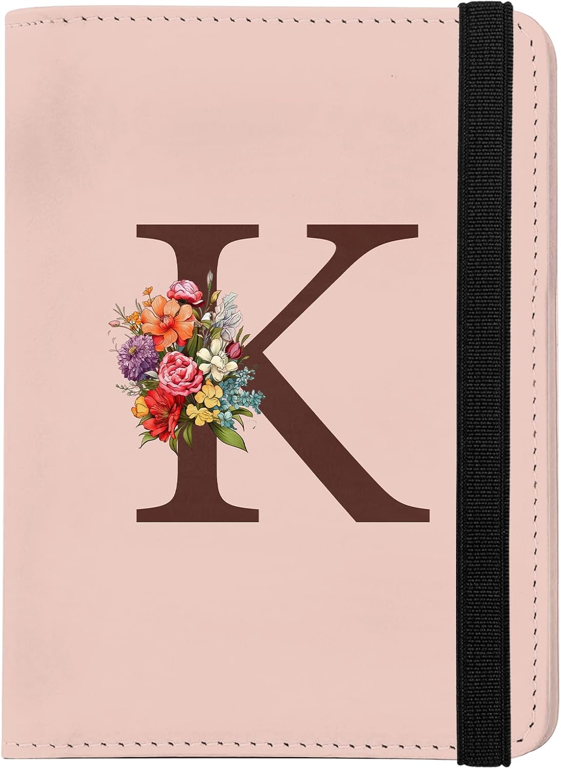 Cute Passport Holder and Holder Combo Passport Cover with Compatible Wallet Credit Card Protector RFID Blocking Women Men (Pink Initial Monogram-K)