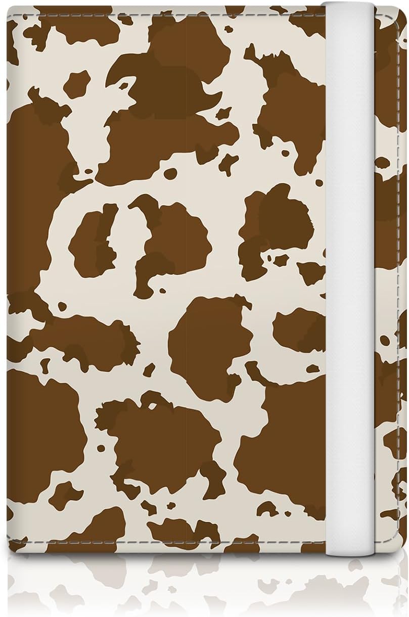 Passport Holder for Travel Essentials, RFID Premium Leather Passport Wallet Cover Case for Travel Must Haves Accessories, Passport Book Holders for Women Men Cute Retro Brown Cowprint