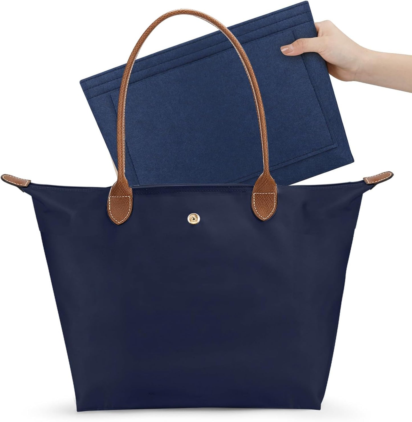 Tote Bag for Women with Purse Organizer Insert, Foldable Large Capacity Waterproof Nylon Bag for Travel, and Daily Use