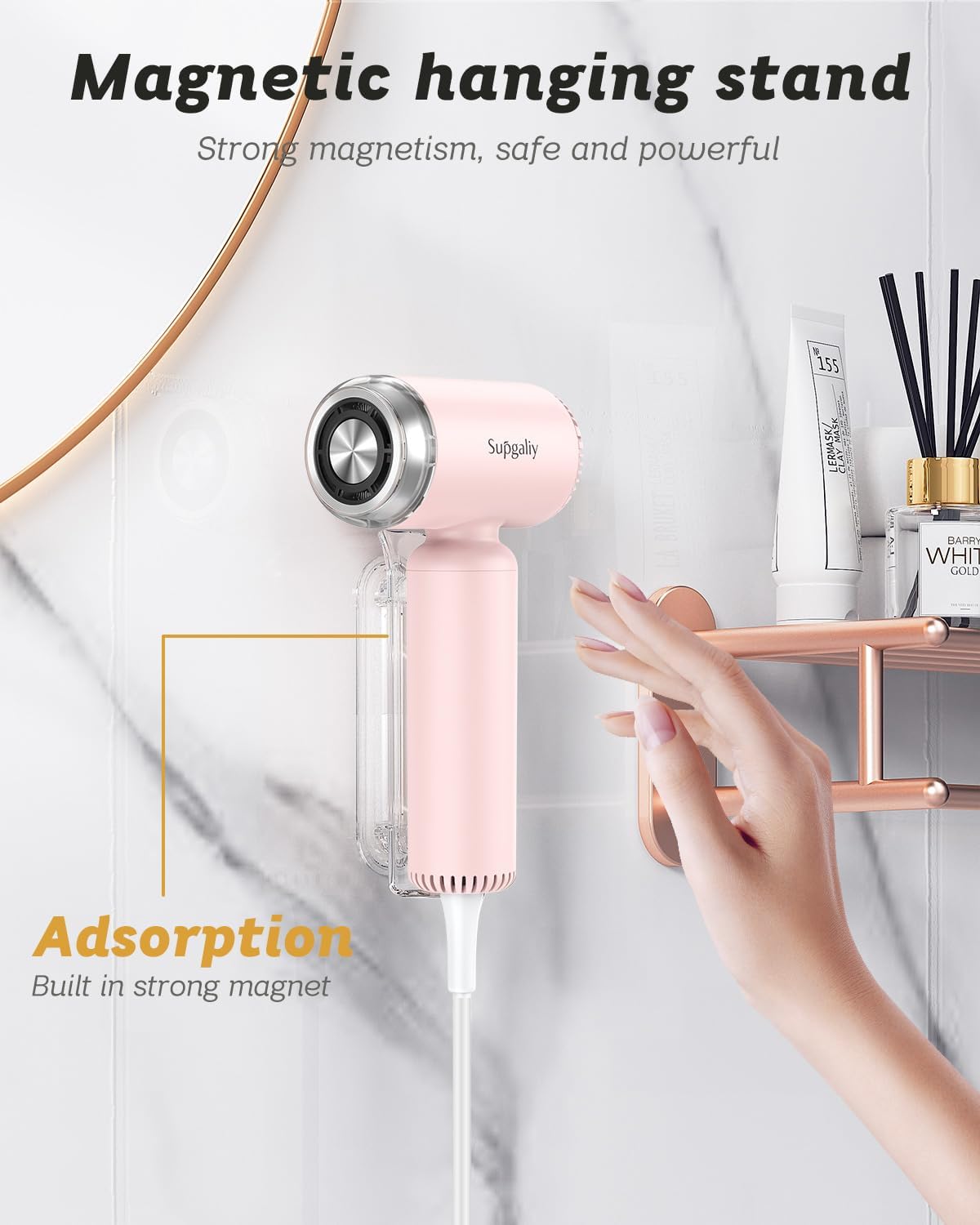 Hair Dryer - Mini HairDryer, Ionic High-Speed Motor for Fast Drying, Portable Lightweight Blow Dryer, Quiet Blowdryer with Magnetic Curly Diffuser & Concentrator for Home Travel ONLY 110V