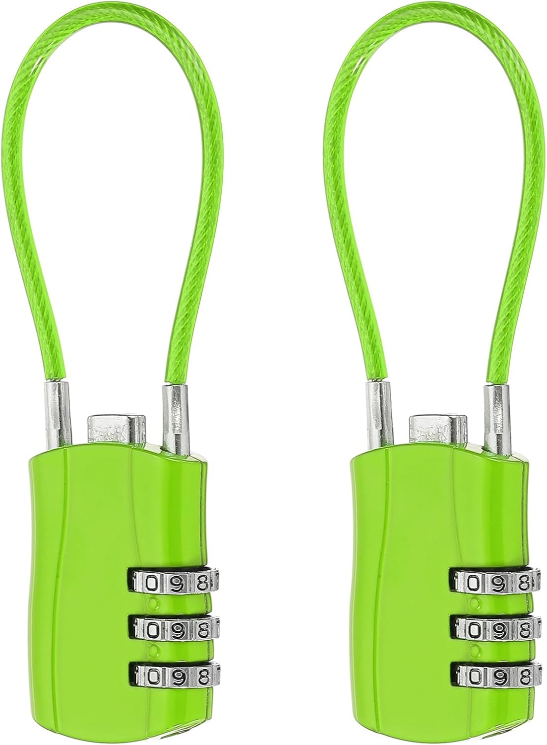 MECCANIXITY 2 Pcs Luggage Travel Lock, 3 Digit Cable Combination Lock 1-3/16" Width Body with 5"