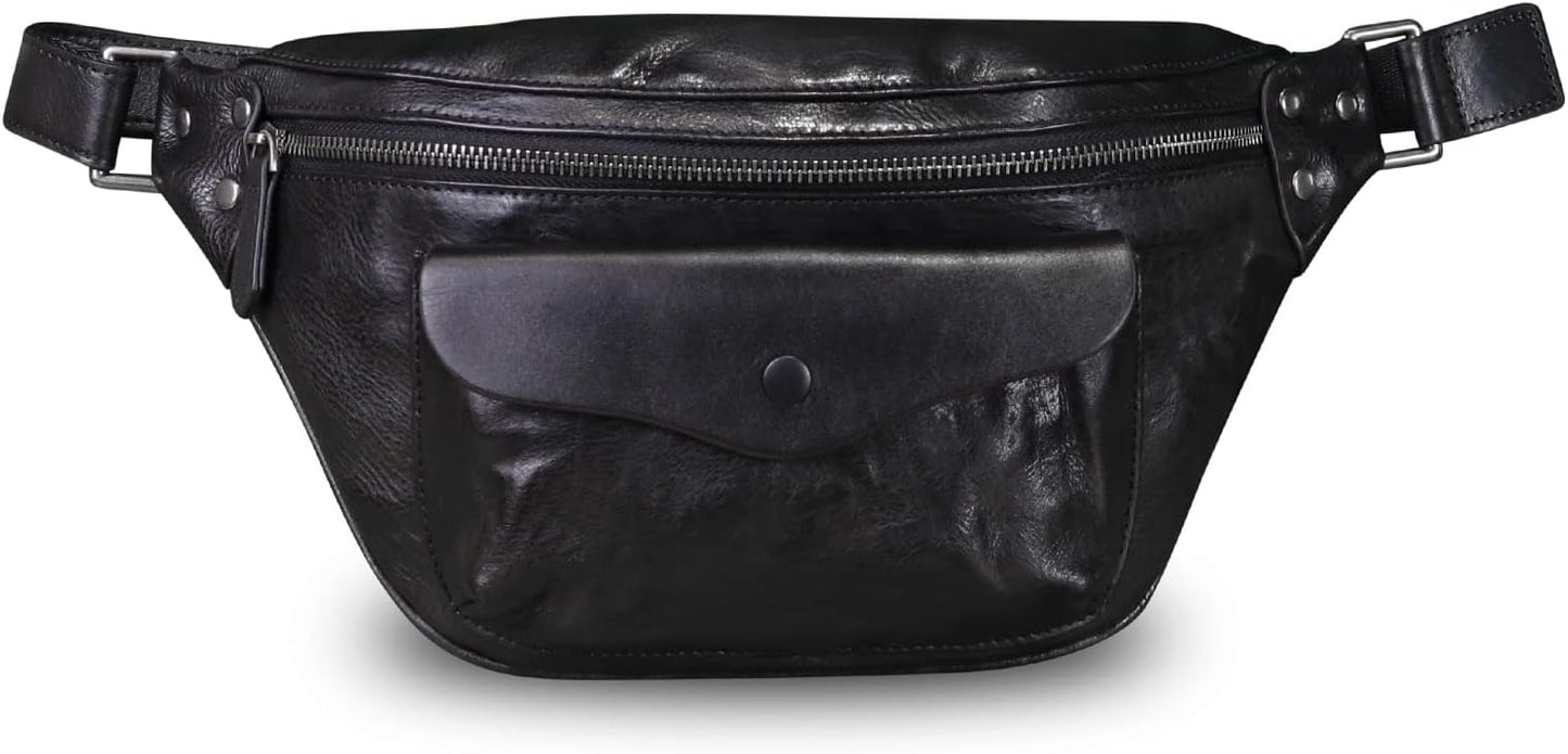 Genuine Leather Fanny Pack for Women and Men Vintage Real Leather Sling Bag Crossbody Bag Fashion Waist Bag Chest Purse