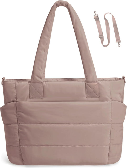 Tote Bag for Women Puffer Tote Bag Large Nurse Bags Shoulder Handbag with Zipper for Work Travel