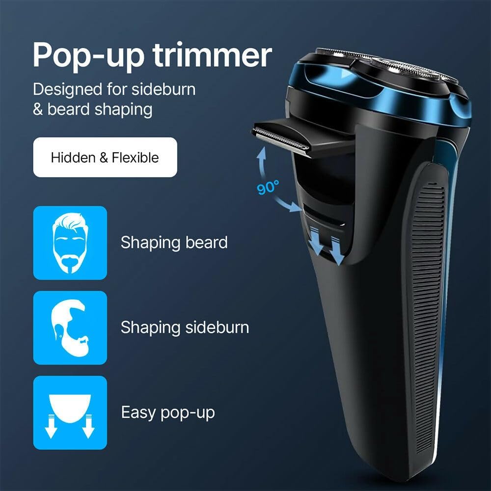 Electric Razor 4d Rotary, Ipx7 Waterproof, 2025 New Rechargeable Facial Electric Razor for Men, Wet & Dry Shaving (1 Set)