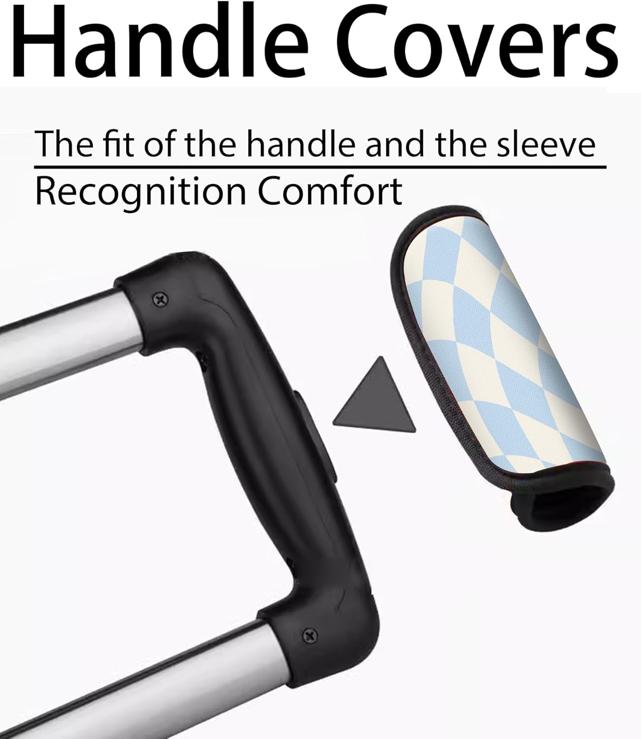 2 Pack Luggage Handle Wrap Travel Tags - Set of Luggage Tags for Suitcases, Identifiers, Marker, and Handle Covers - Cruise Accessories and Travel Gifts（Blue Chessboard