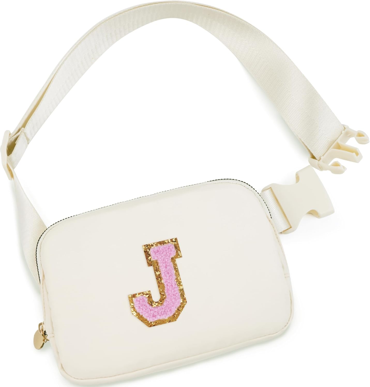 Personalized Belt Bag for Women Girls - Fashion Mini Waist Packs with Adjustable Strap - Trendy Travel Fanny Pack Crossbody Bags with Initial Letter - Teen Gifts | Cream,J