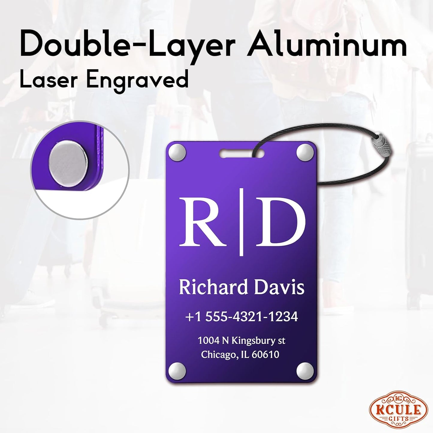 Personalized Luggage Tags for Suitcases - Monogram Style Aluminum Custom Luggage Tags for Backpacks