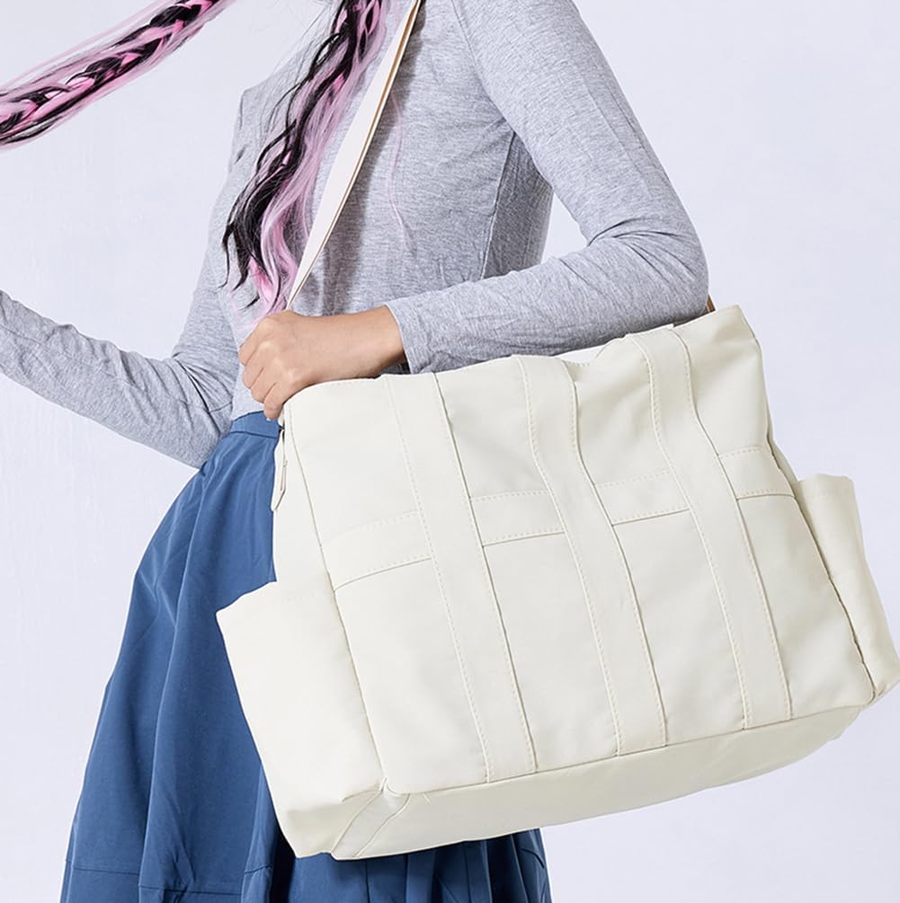 Tote Bag for Women & Men, Travel Large Tote Bag with Zipper & Side Porkect, Waterproof Tote Work Bags for Travel, Work