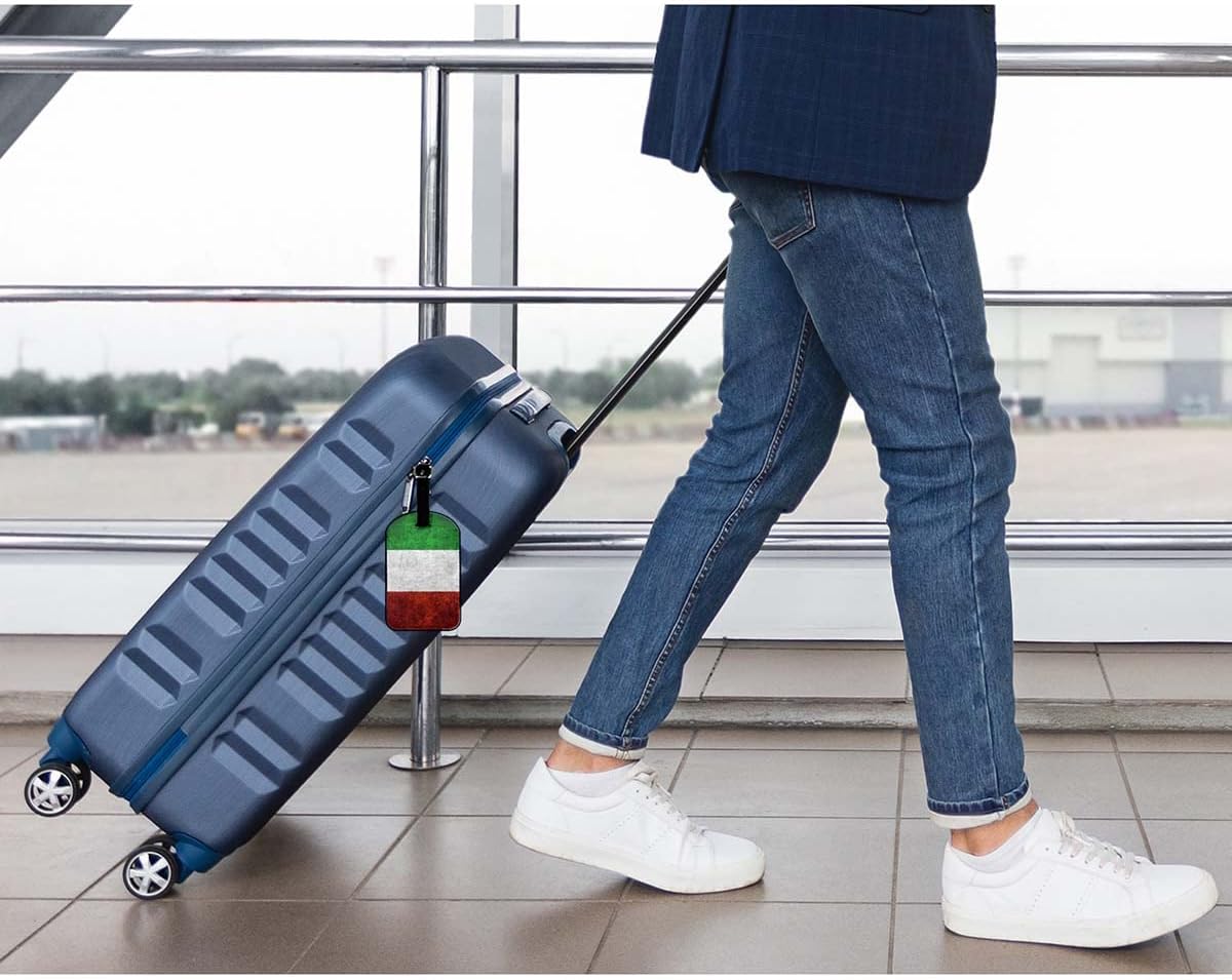 Italian Flag Luggage Tag Vintage Italy Banner Grunge Green White Red National Country Suitcase Tag