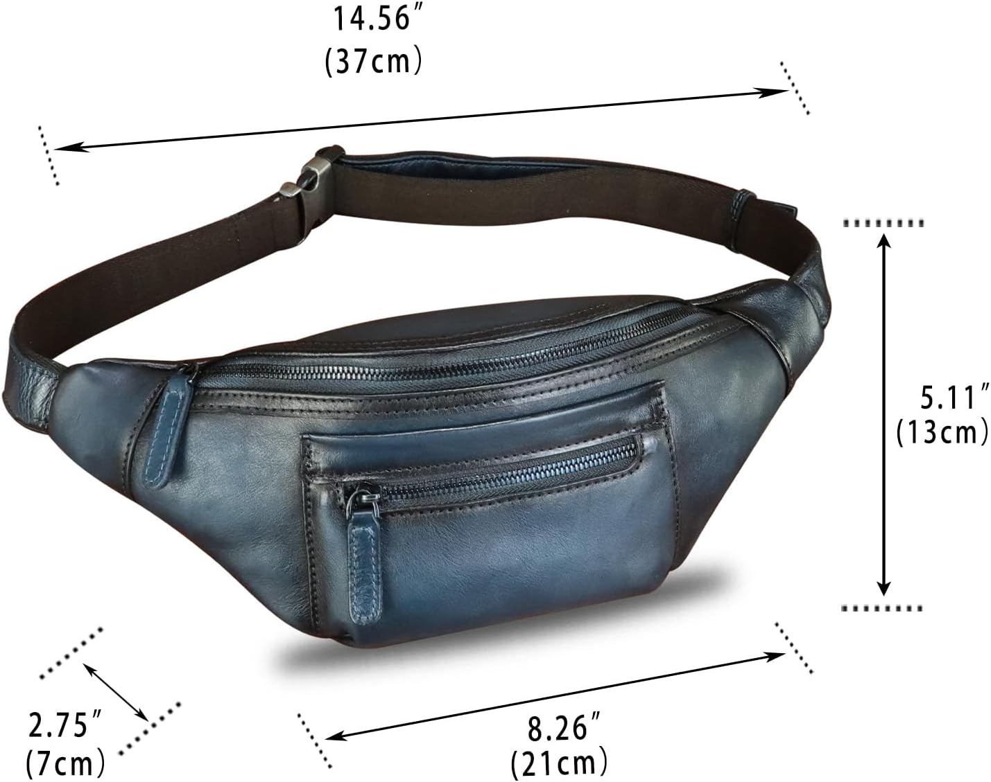 Genuine Leather Fanny Pack for Men and Women Vintage Handmade Leather Waist Bag Sling Bag Sling Backpack Purse Hip Crossbody Bag (Blue)