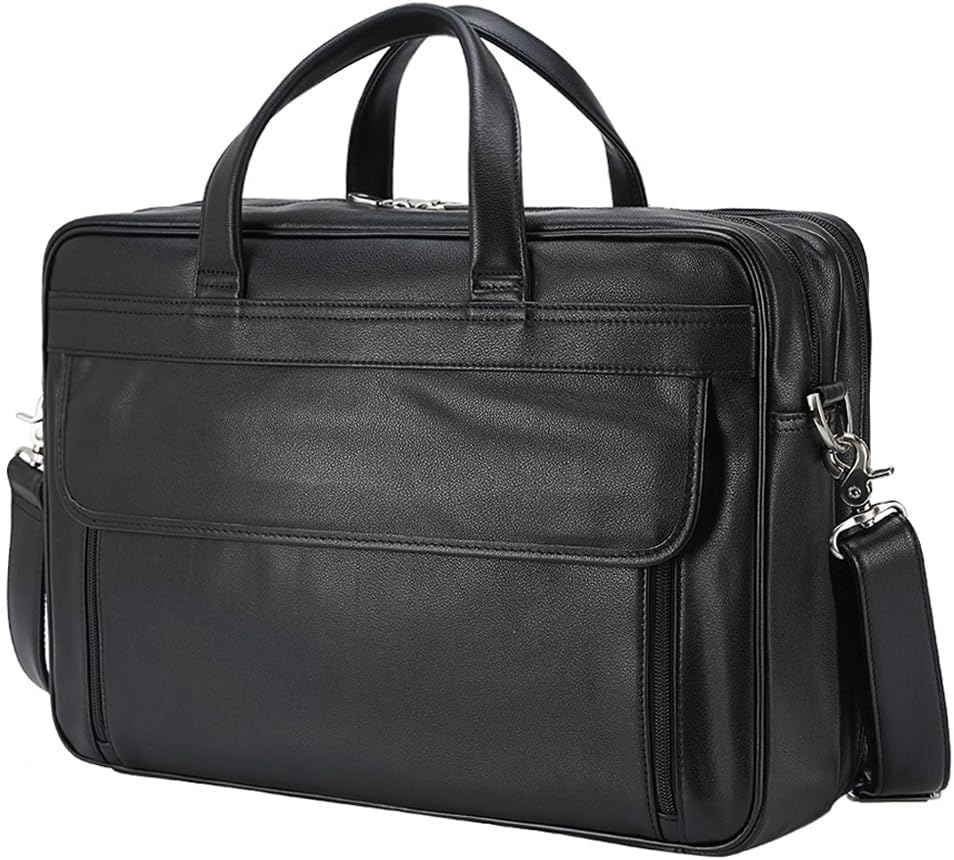 TIDING Leather Business Travel Briefcase for Men, Large 15.6" 17.3" Laptop Crossbody Shoulder Messenger Bag Office Handbag
