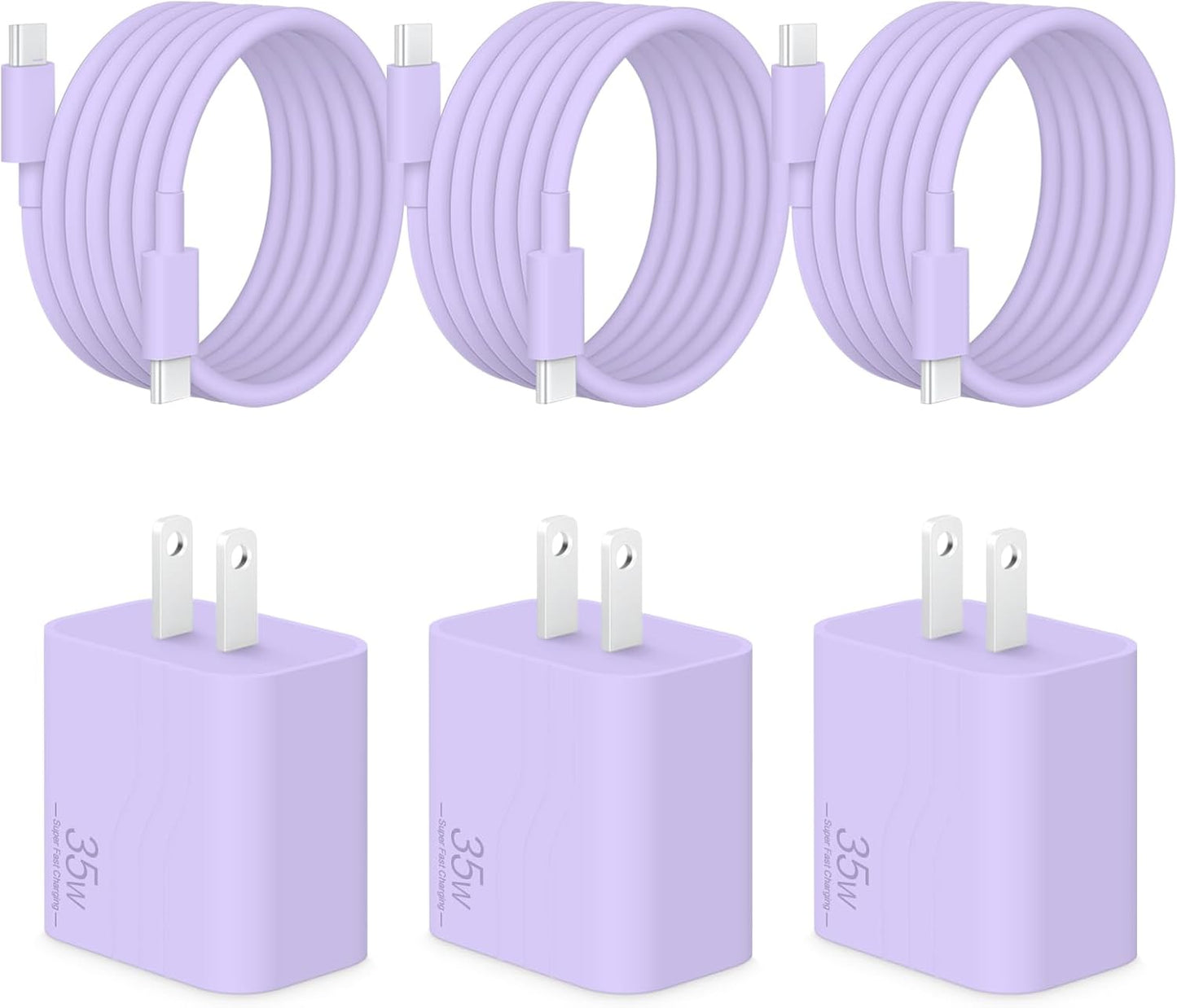 35W i Phone 17 16 15 Charger Fast Charging, 3-Pack USB C Charger Block Type C Chargers 6 FT Type C to C Cable for i Phone 17/17 Air/17 Plus/17 Pro/17 Pro Max/16/16 Plus/16 Pro Max/15 Series-Purple