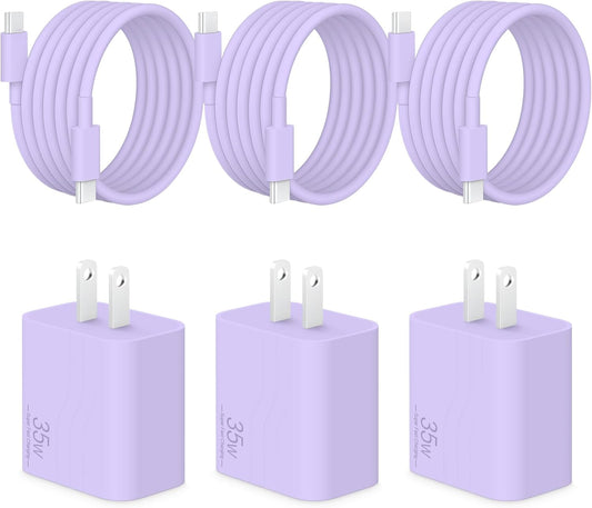 35W i Phone 17 16 15 Charger Fast Charging, 3-Pack USB C Charger Block Type C Chargers 6 FT Type C to C Cable for i Phone 17/17 Air/17 Plus/17 Pro/17 Pro Max/16/16 Plus/16 Pro Max/15 Series-Purple
