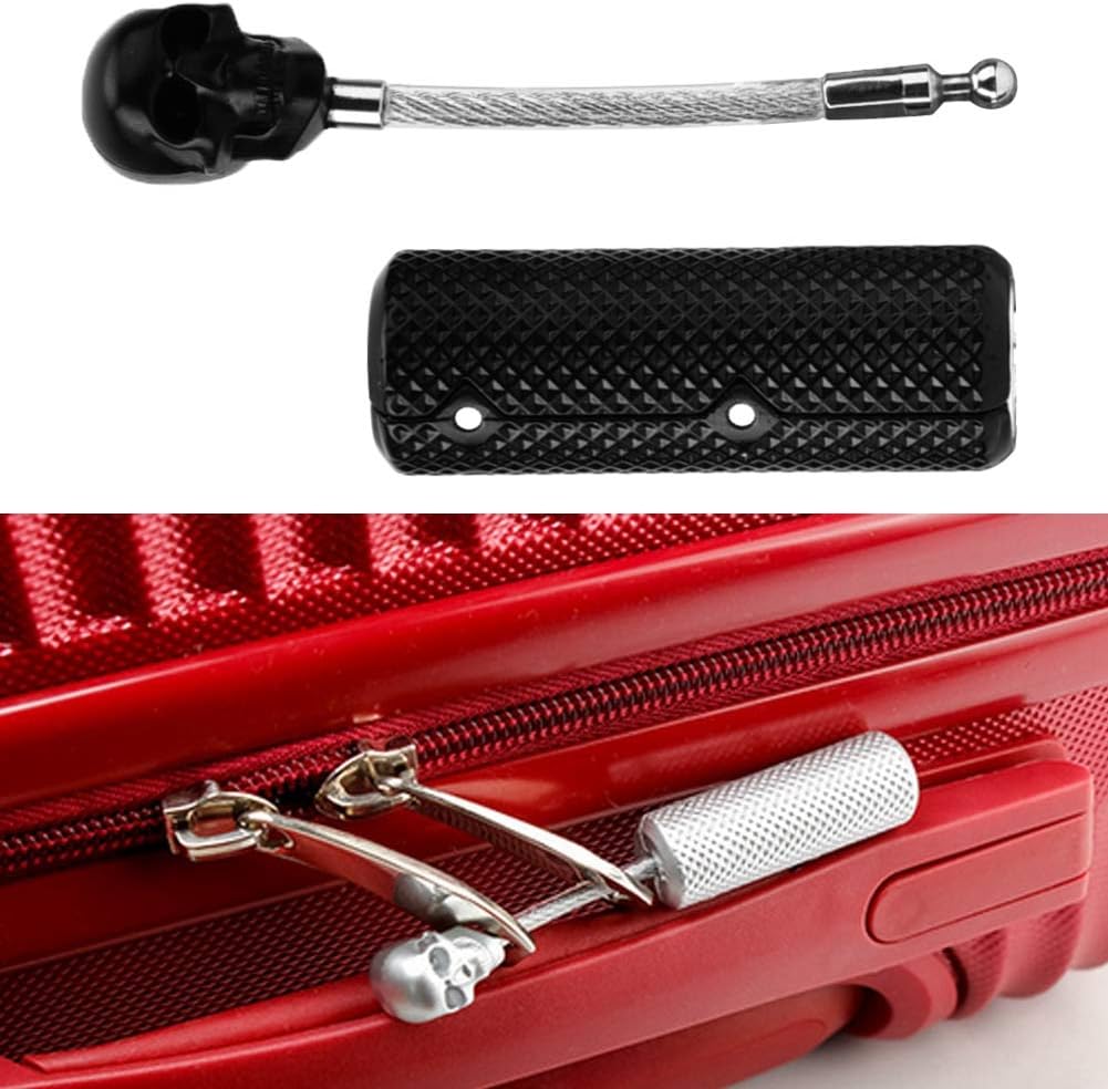 Safe Suitcase Lock, Skull Lock Wire Rope Customs Lock Zinc Alloy Locks with Keys for Suitcases,trolley Case, Trunk, Backpack (Black)