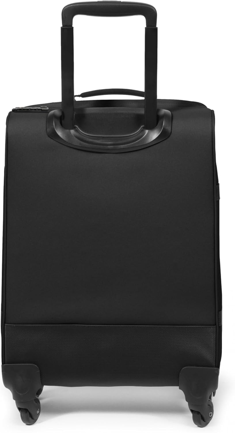 EASTPAK Trans4 S – 44L Large Wheeled Luggage with Dual Compartments, TSA Lock, 360° Spinner Wheels, and Diamond-Embossed Handle, Black