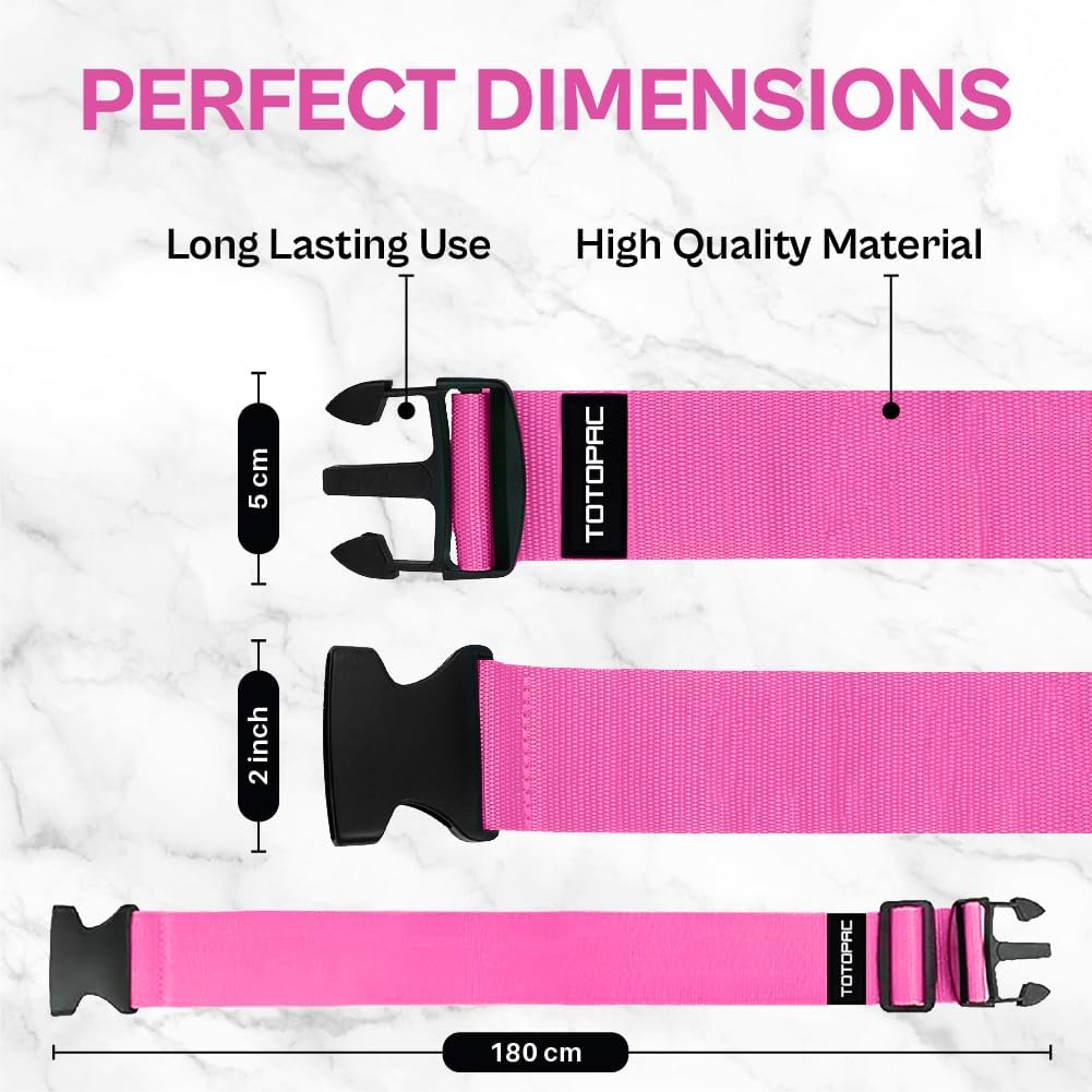 4 Pack Luggage Straps, Adjustable Suitcase Belts 72" x 2" with Quick Release Buckle, Durable Travel Accessories for Secure Luggage and Easy Identification (Pink)