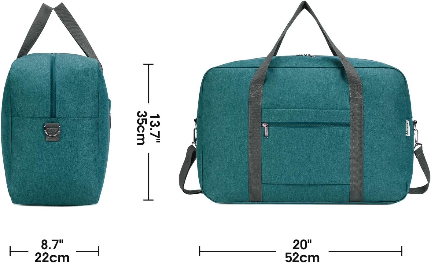 For United Airlines Foldable Carry on Bag 22x14x9 Travel Duffel Bag Packable luggage Duffle for Women and Men 40L (Teal)