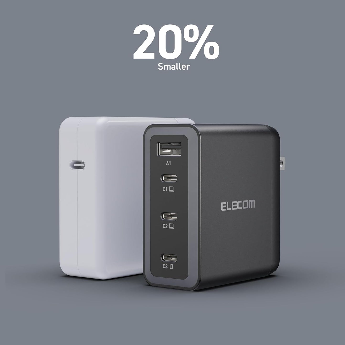 ELECOM 150W USB C Wall Charger Block, 4 Multi Port GaN II Smart PD, Ultra-Fast Charging, Compact Power Adapter for Multiple Devices, Laptops, Tablets, iPhone, iPad, Watch, Speakers, Airpods - Black