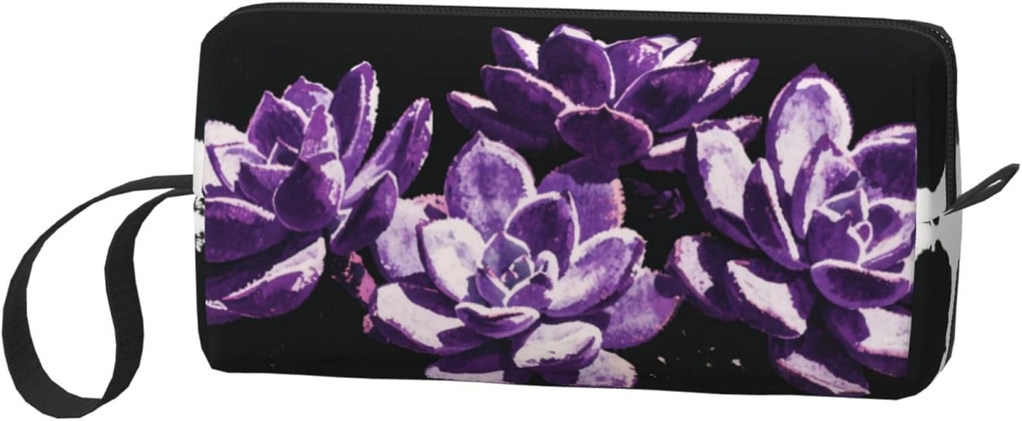 Amethyst Succulent Makeup Bag Small Compact & Durable Travel Cosmetic Bag Organizer Oxford Fabric Impact-Resistant Multi-Purpose Storage Perfect for Travel, Gym, Daily Use