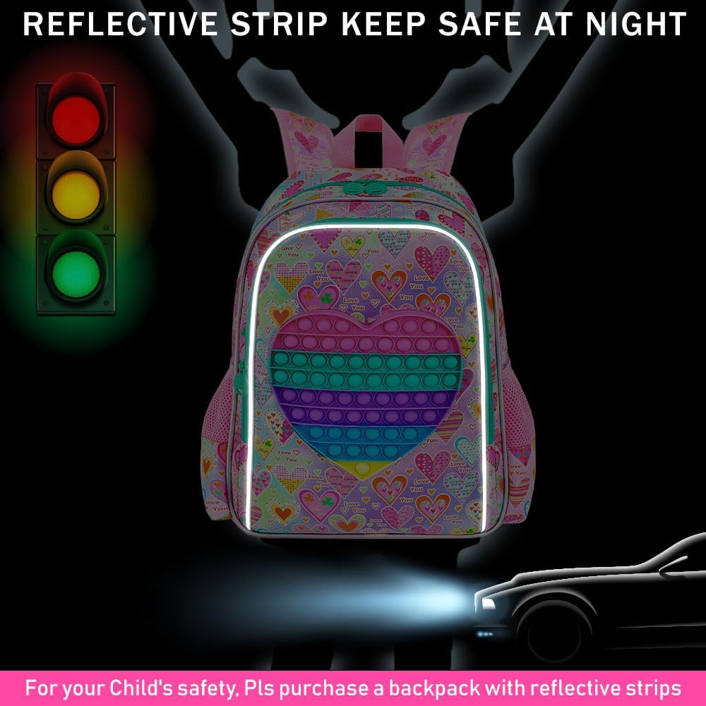 AGSDON 3PCS Kid Backpacks for Girls, 16" Kids Backpack with Lunch Box, Girl Bookbag for School Elementary