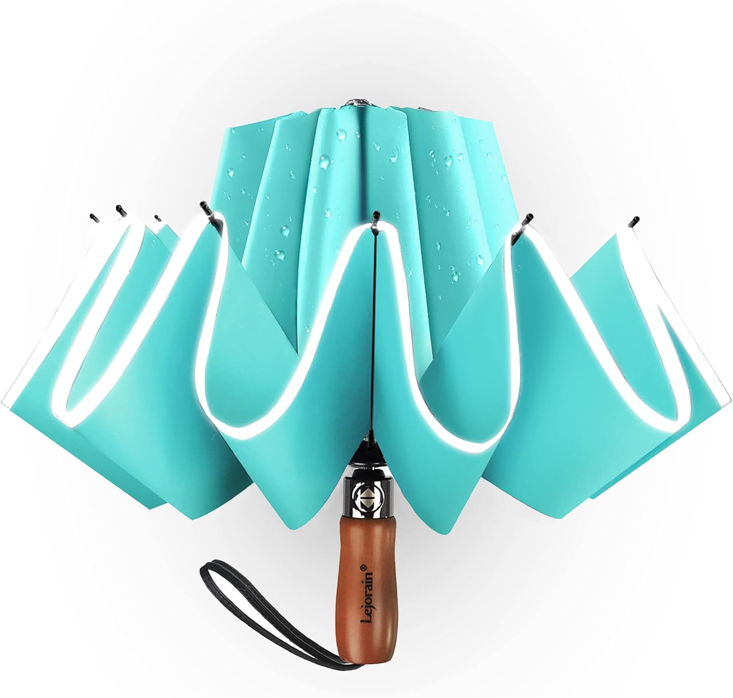 Lejorain Golf Large Inverted Umbrella - Black Big Windproof Heavy Duty Upside Down 46/50/54 Inch