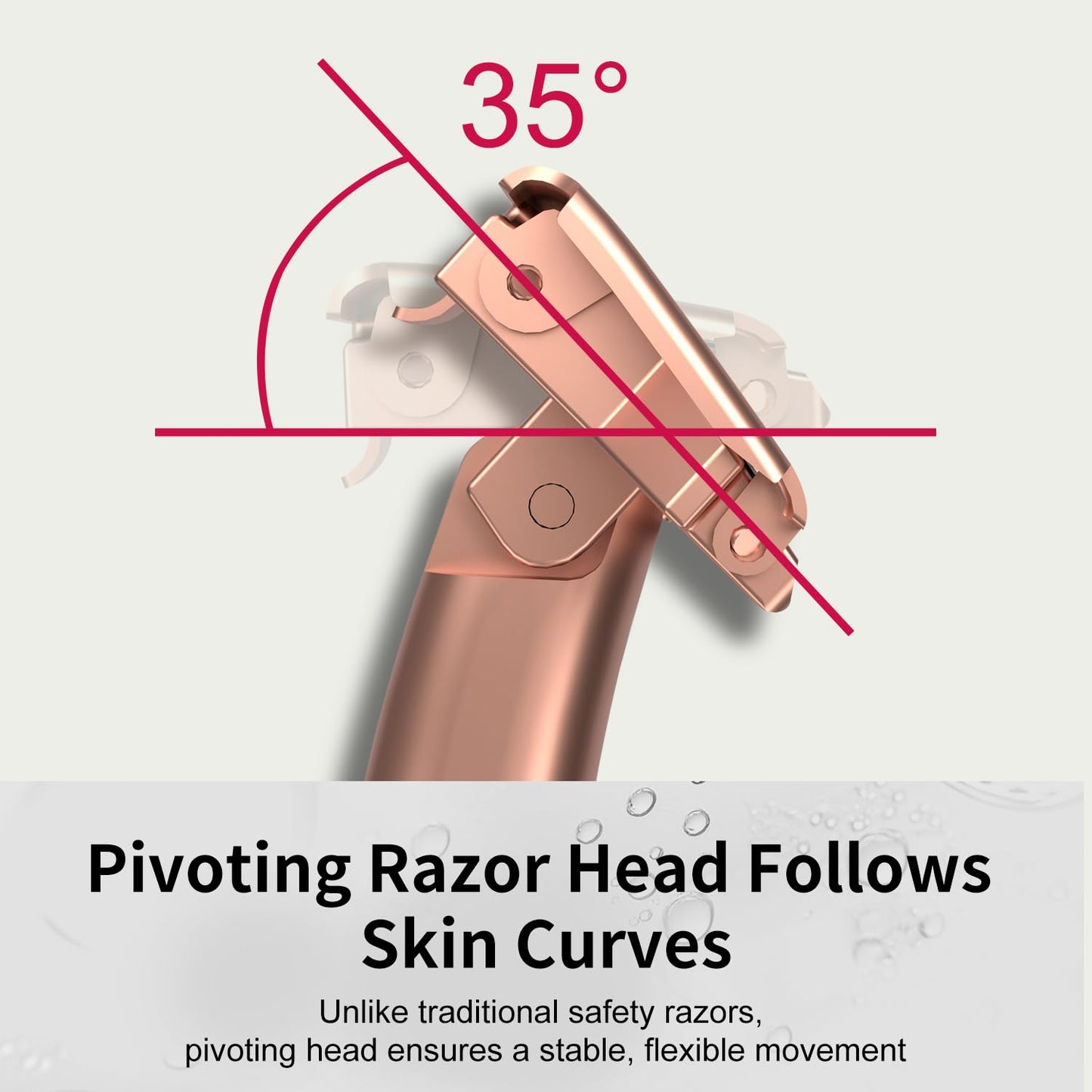 Razors for Women, Dual-Blade Safety Razor with Pivoting Head, Reusable Metal Shaving Razor, with 10 Double Edge Blades, Smooth Close Shave, Rose Glod