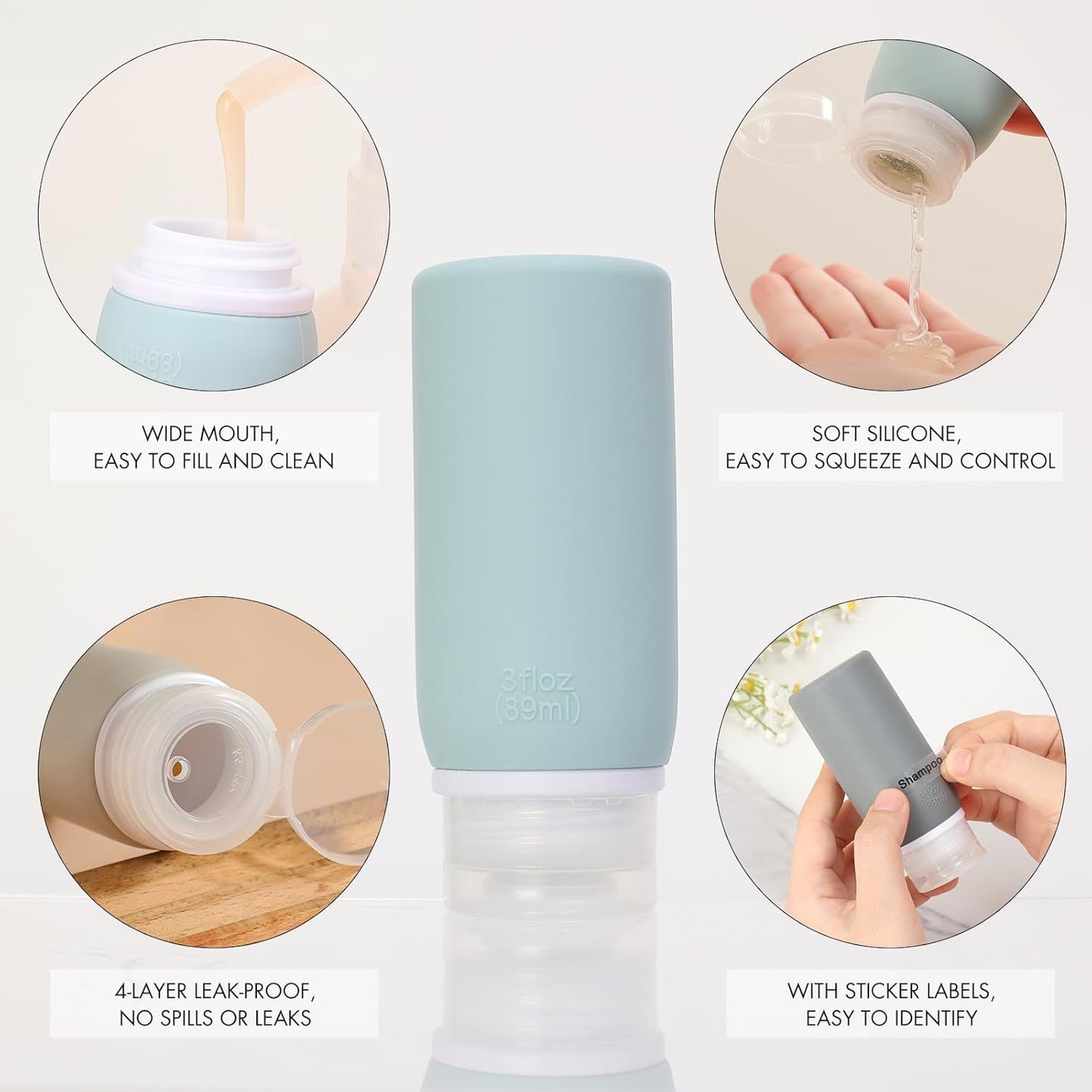 Muslish 21 Pack Travel Bottles for Toiletries, Leak-Proof TSA Compliant Silicone Travel Size