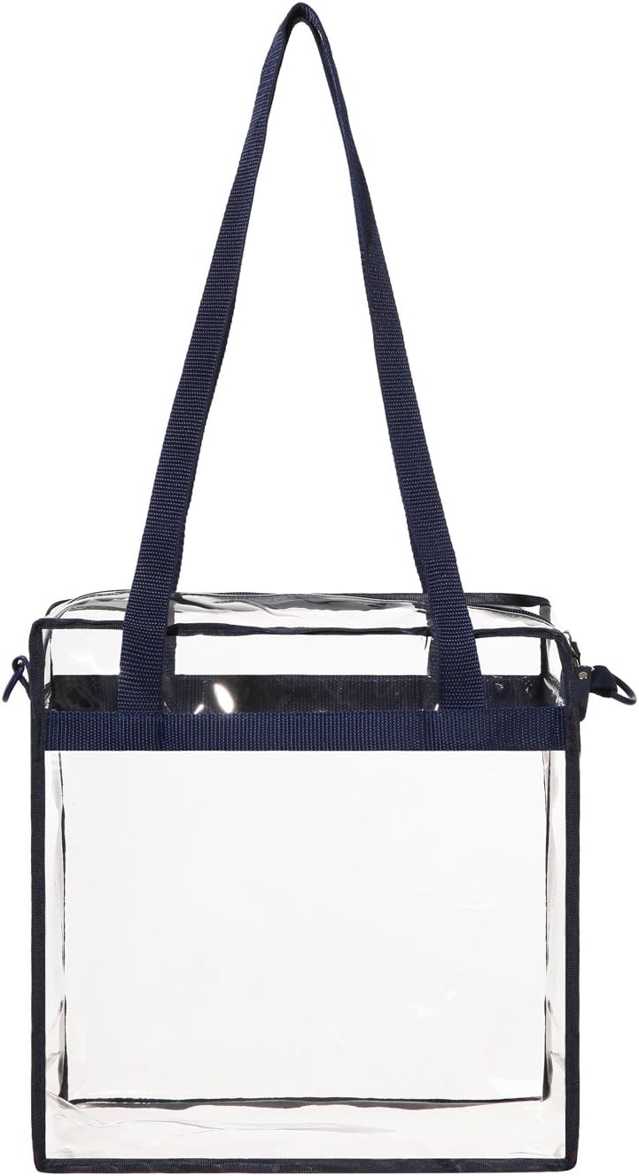 BAGAIL Clear Bags 12x6x12 Stadium Approved Clear Tote Bag with Zipper Closure Crossbody Shoulder Bag with Adjustable Strap